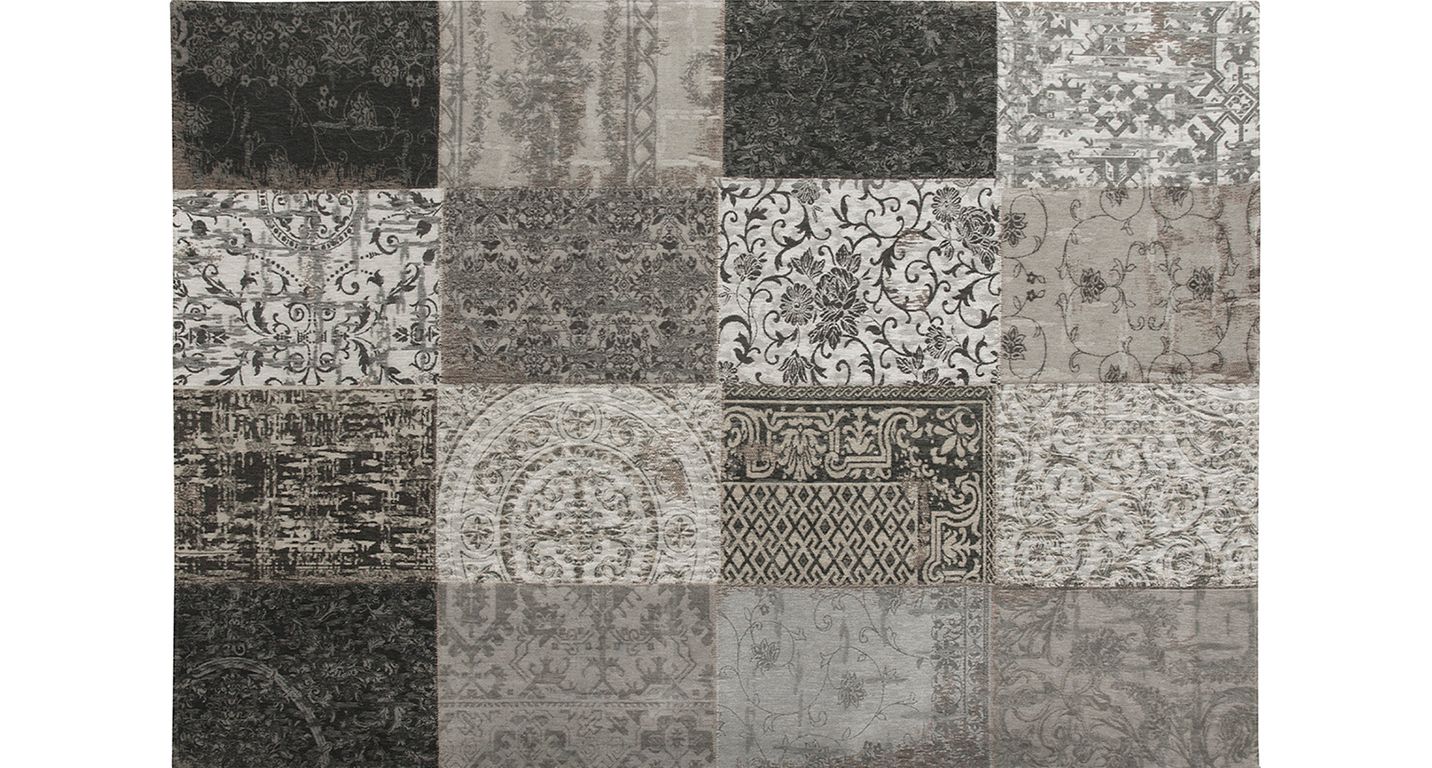 Tapis VINTAGE. Louis De Poortere, patchwork  noir et blanc