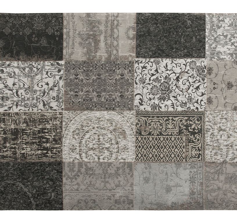 Tapis VINTAGE. Louis De Poortere, patchwork  noir et blanc