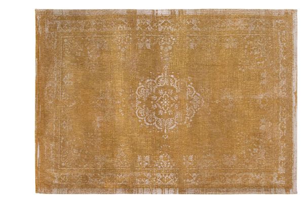 Grand Tapis Vintage Noué Main – 378x287cm, Laine 100%, Motif Persan, Moutarde Doré (pièce Unique)