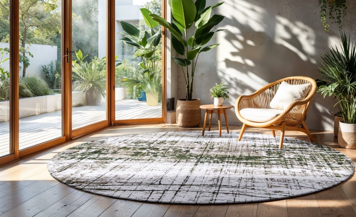 Tapis GRIFF Louis De Poortere, effacé Central green