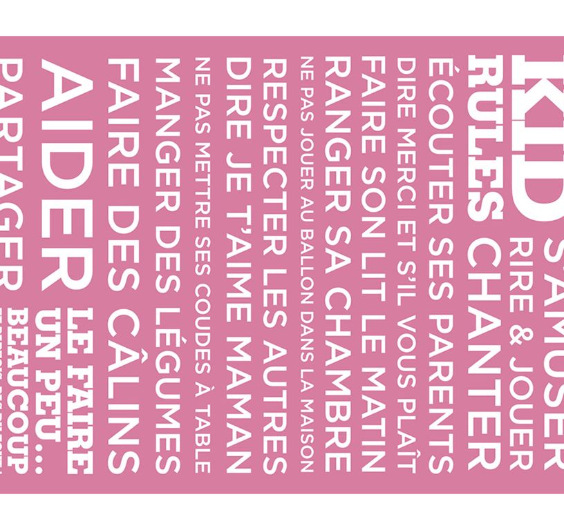 Tapis KID RULES ,  rose