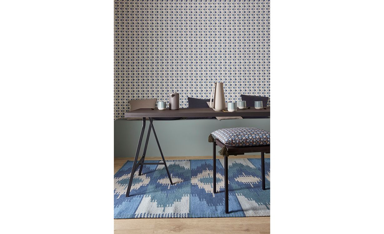 Tapis IKATAN ,  bleu