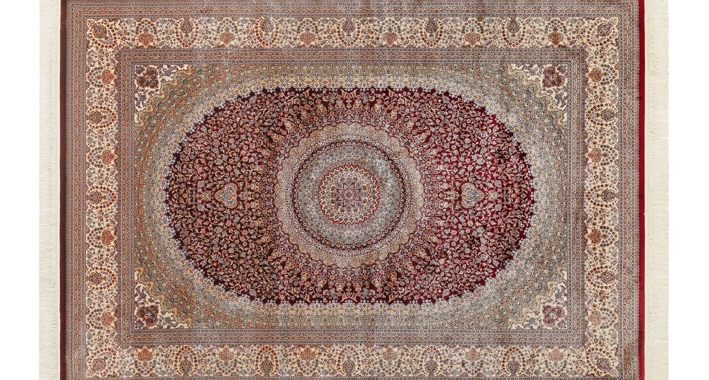 Tapis TÄBRIZ , oriental  beige rouge bleu