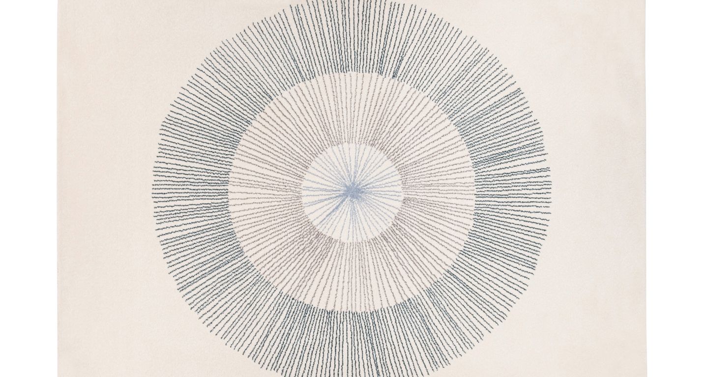 Tapis PISSENLIT BLEU , végétal bleu beige