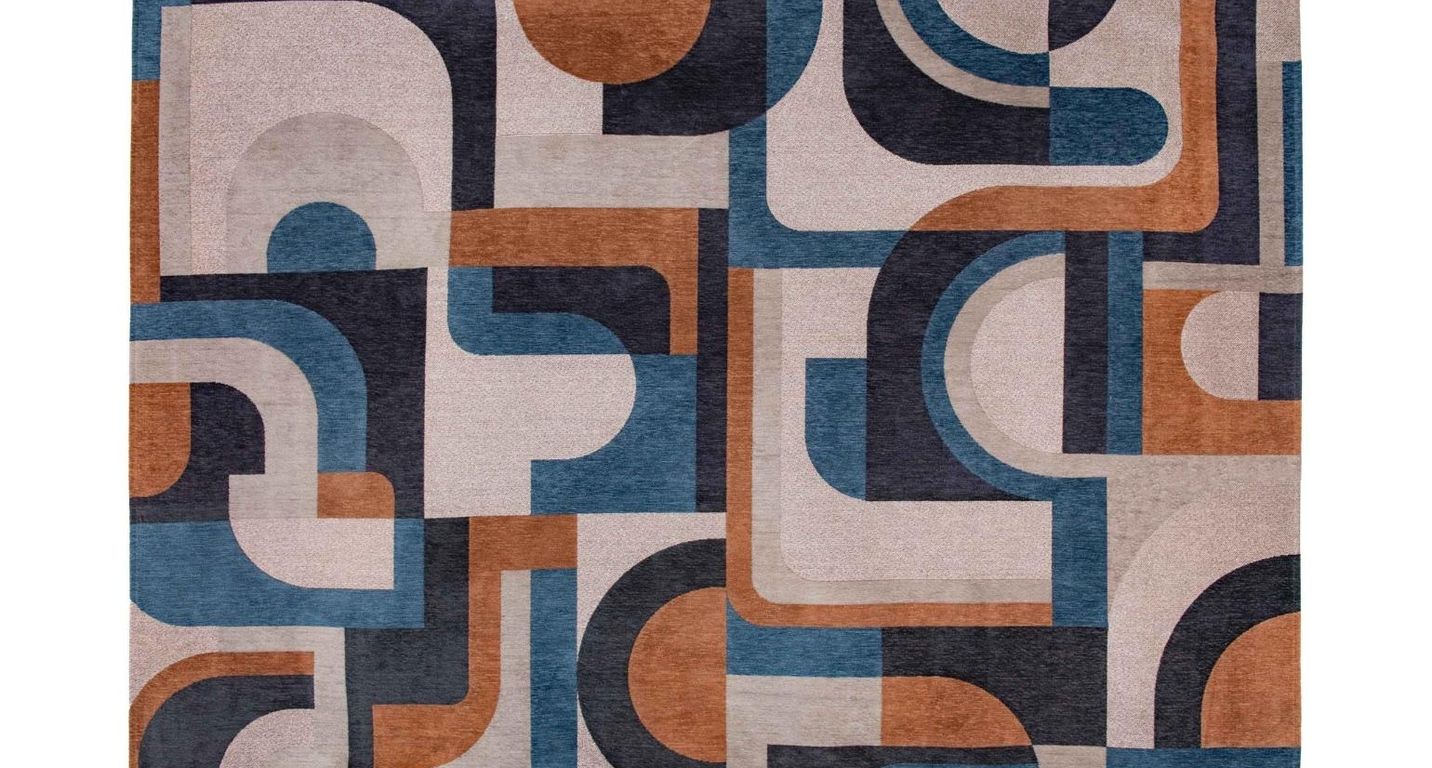 Tapis MODULE Louis De Poortere, géométrique  bleu