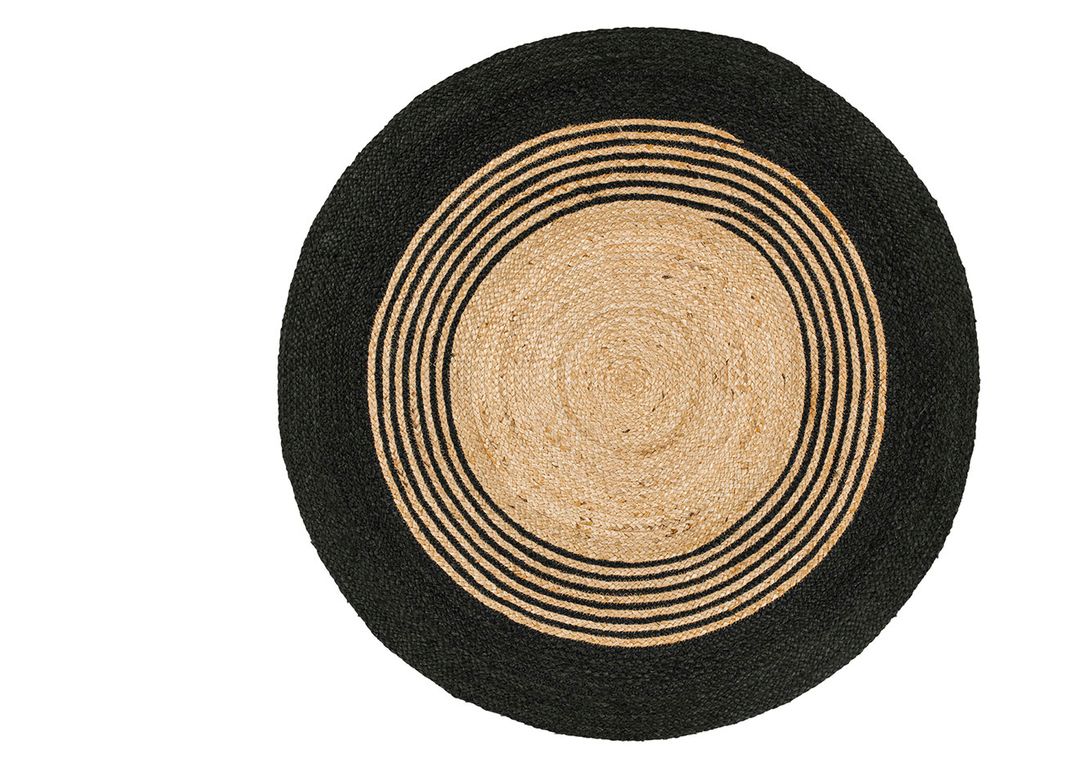 Tapis KENZA Papilio, faux-uni naturel, noir