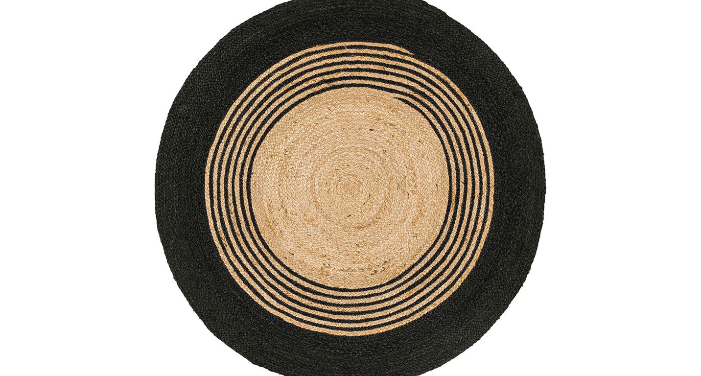 Tapis KENZA Papilio, faux-uni naturel, noir