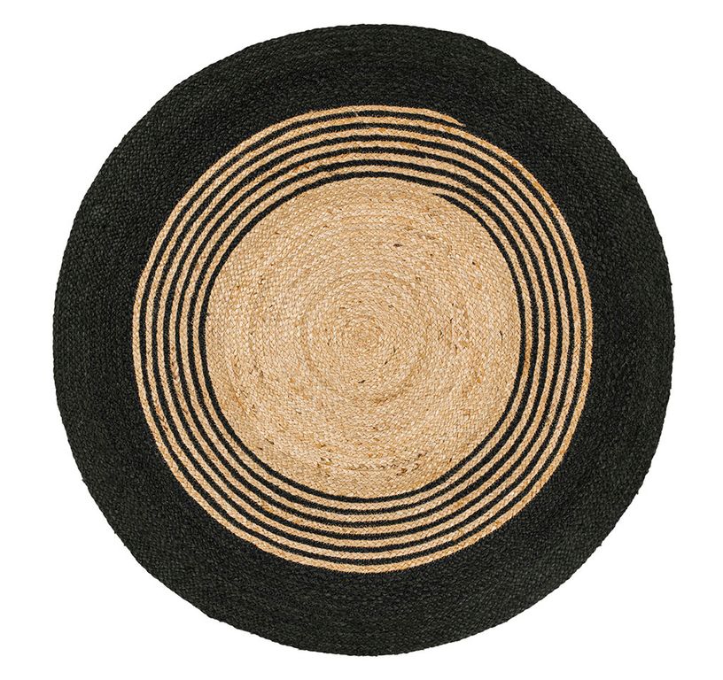 Tapis KENZA Papilio, faux-uni naturel, noir