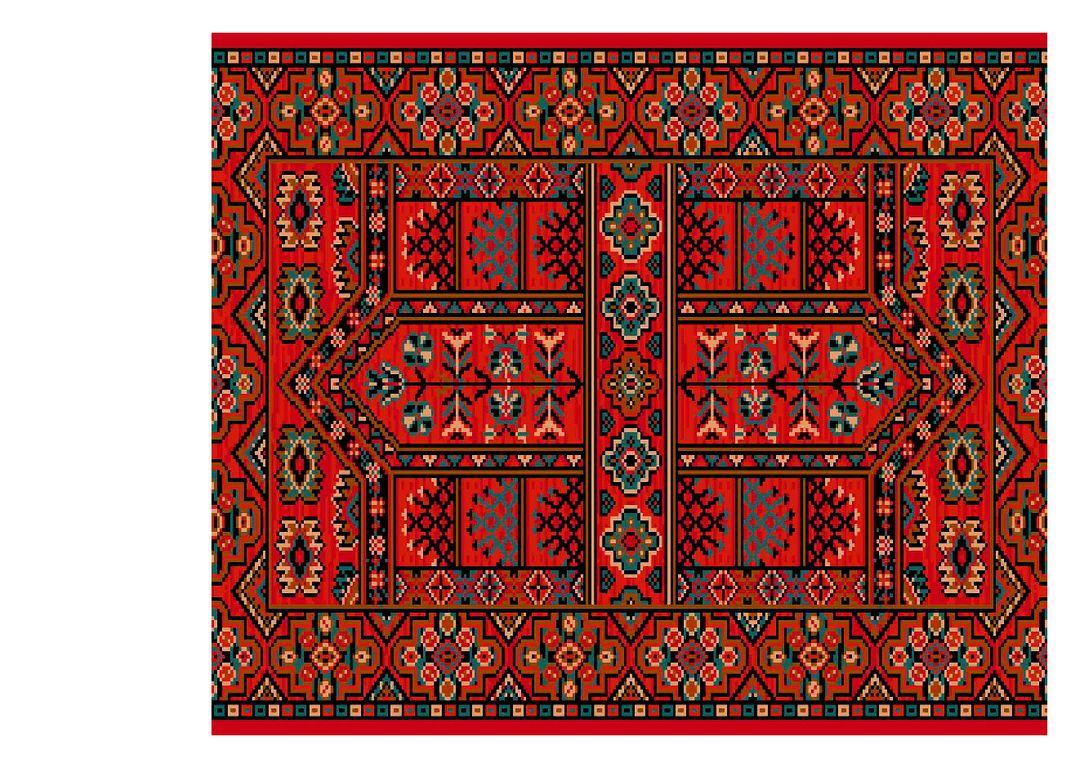 Passage d'escalier AVENUE HATCHLOU, moquette velours ras, motif Orient, col rouge