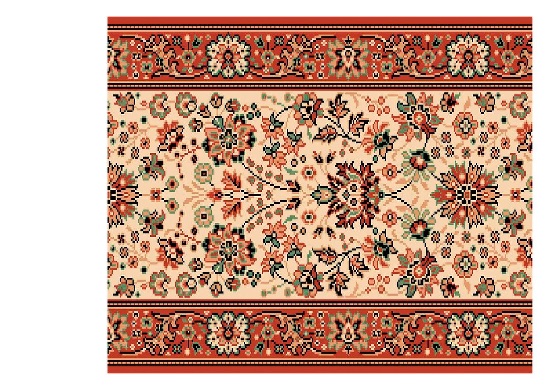 Passage d'escalier AVENUE PERSAN, moquette velours ras, motif Orient, col beige