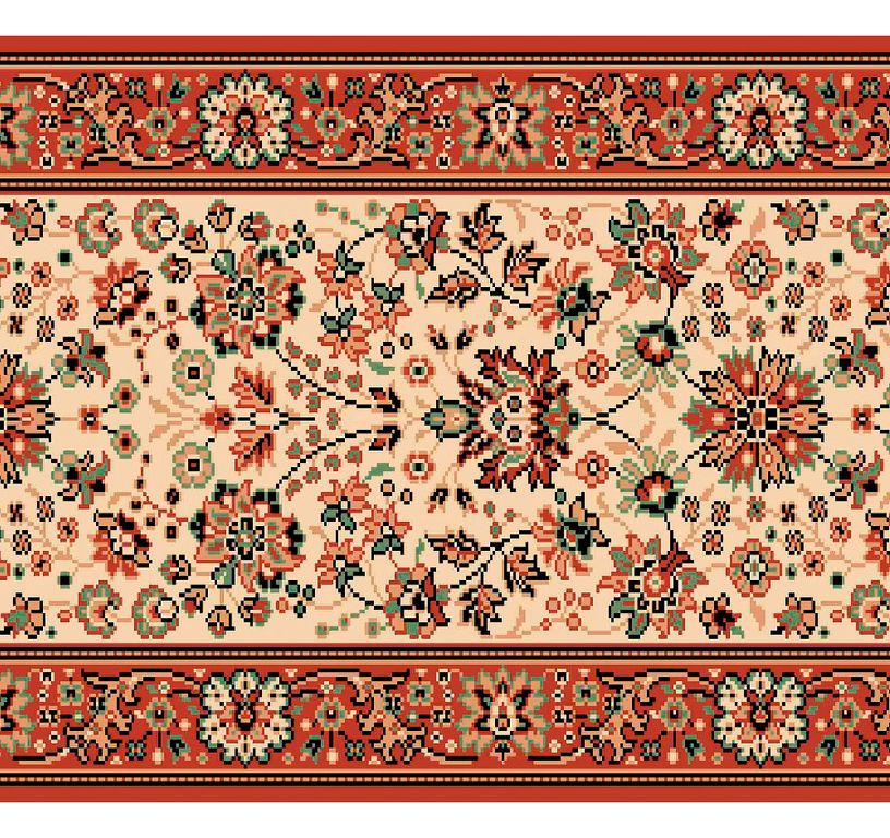 Passage d'escalier AVENUE PERSAN, moquette velours ras, motif Orient, col beige