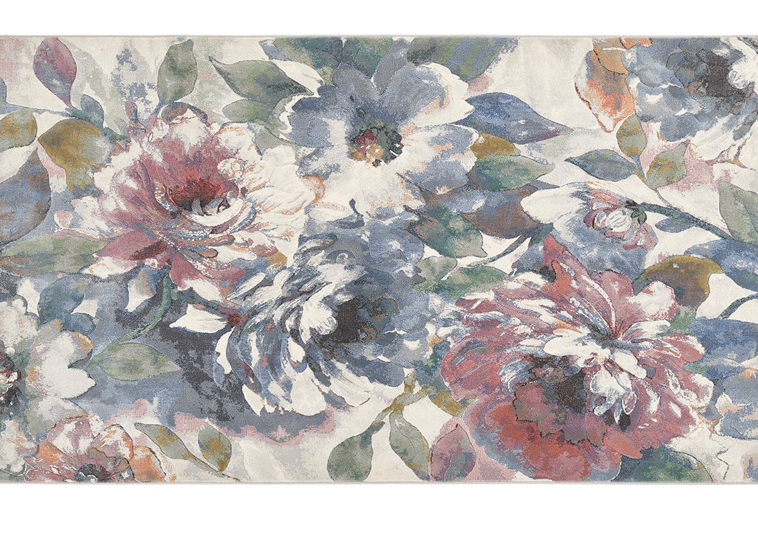 Tapis BOUQUET , fleur  bleu