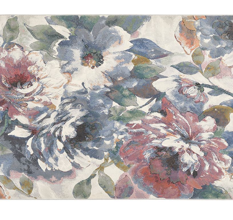 Tapis BOUQUET , fleur  bleu