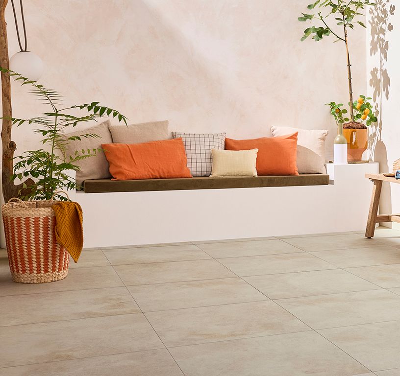 Dalle carrelage 20mm QUESNOY BEIGE 20MM, aspect béton 60x60cm, dim 60.00 x 60.00 cm