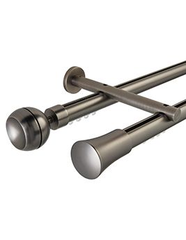 Rail à rideau Zen 150cm, diam 28 mm, Argent vieilli