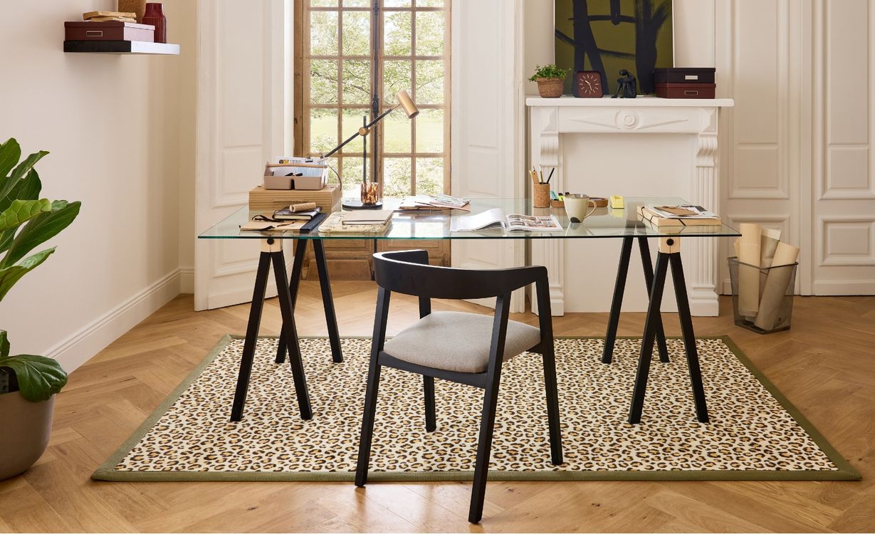 Moquette imprimée Léopard, col Beige et Blanc, rouleau 4.00 m