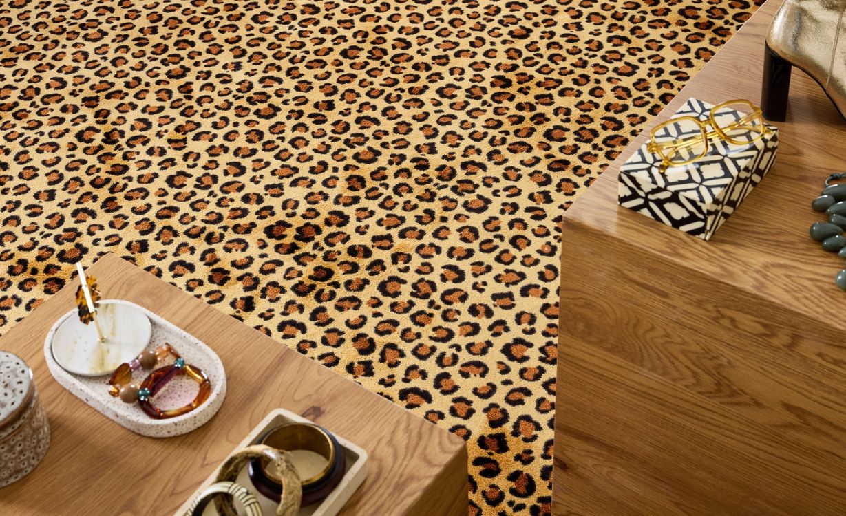 Moquette imprimée Léopard, col Beige et Marron, rouleau 4.00 m