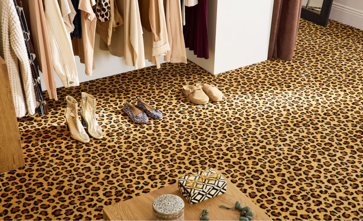 Moquette imprimée Léopard, col Beige et Marron, rouleau 4.00 m
