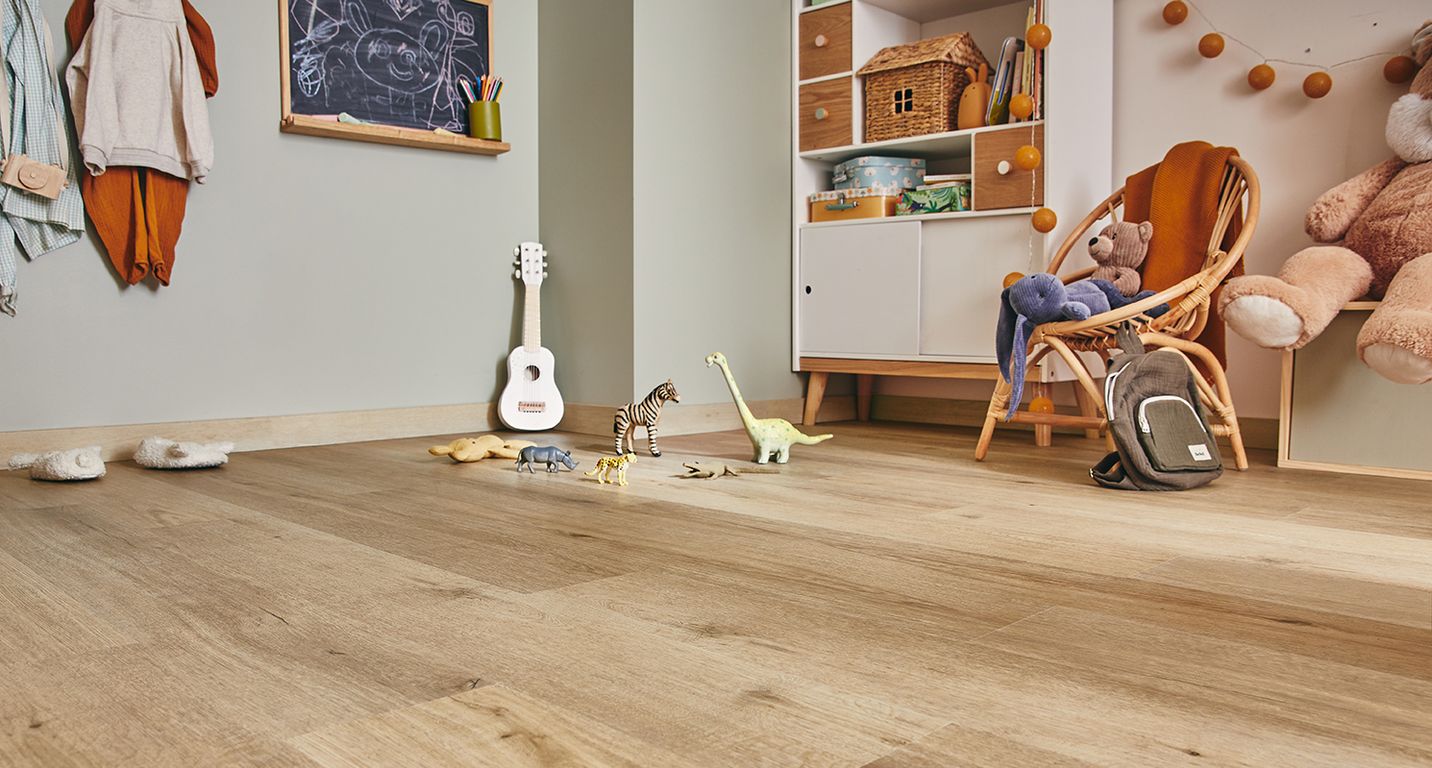 Sol vinyle TOLEDO , Bois chêne naturel, lame 18.00 x 122.00 cm