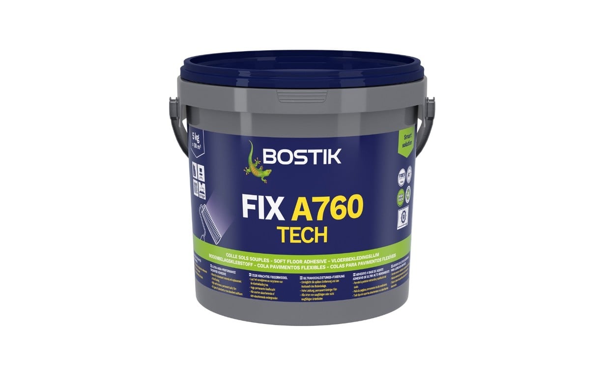 Colle Bostik FIX A760 TECH, pour sols Accessoire Moquette, repositionnable pour pvc, dalles, moquettes, 5.00 kg