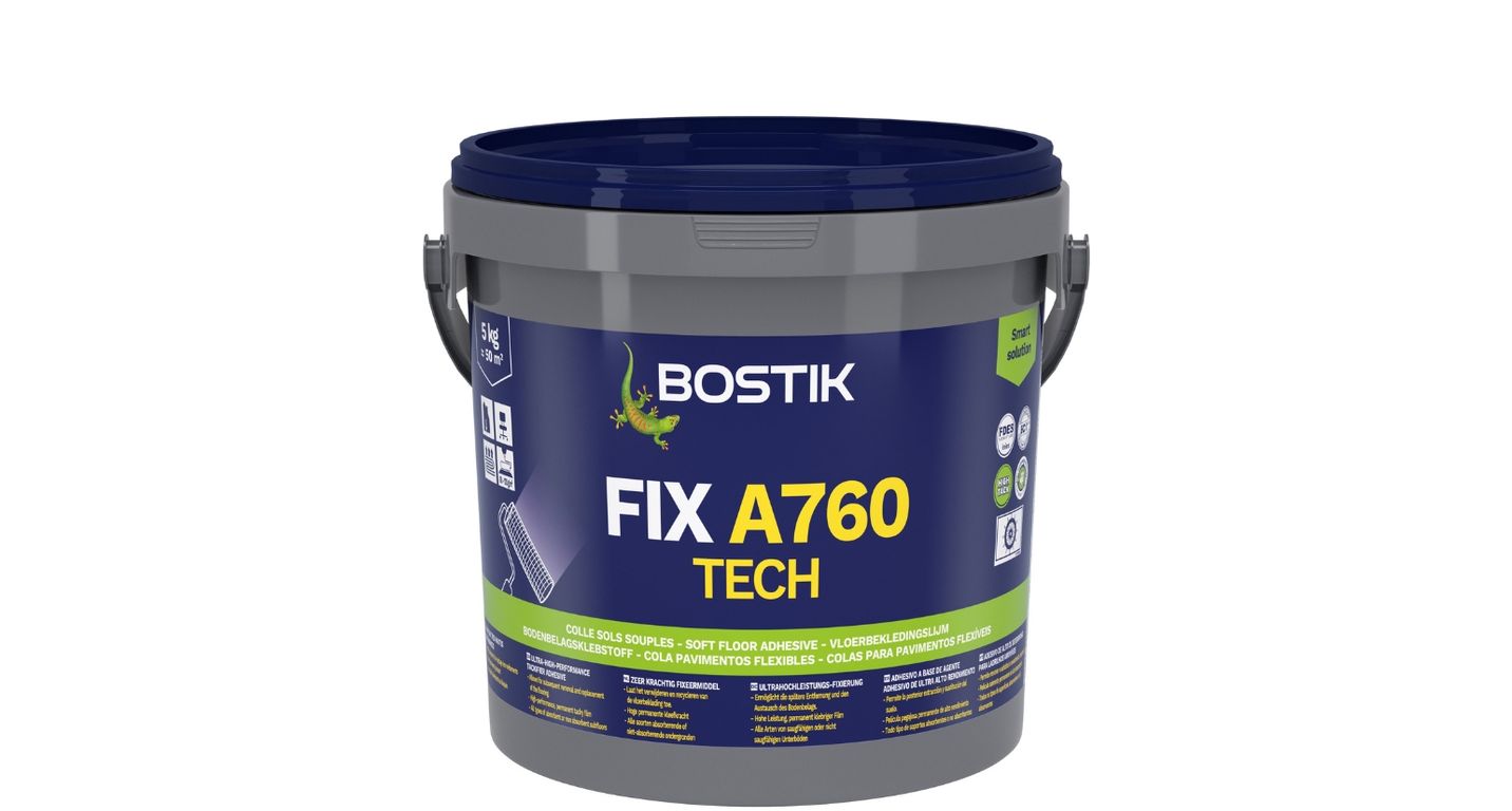 Colle Bostik FIX A760 TECH, pour sols Moquette, repositionnable pour pvc, dalles, moquettes, 5.00 kg