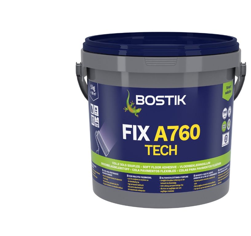 Colle Bostik FIX A760 TECH, pour sols Moquette, repositionnable pour pvc, dalles, moquettes, 5.00 kg