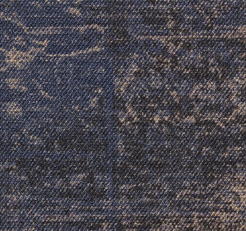 Dalle moquette VINTAGE PATCHWORK, col bleu, dim 50.00 x 50.00 cm