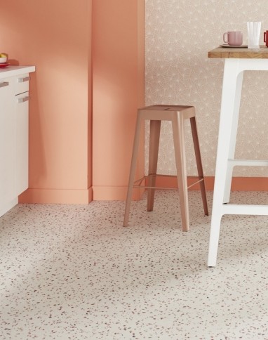 Sol vinyle rouleau TEXLINE 2M Gerflor, Motif terrazzo beige, rouleau 2.00 m