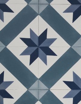 Sol vinyle rouleau TEXLINE 2M Gerflor, Carreaux ciment bleu, rouleau 2.00 m