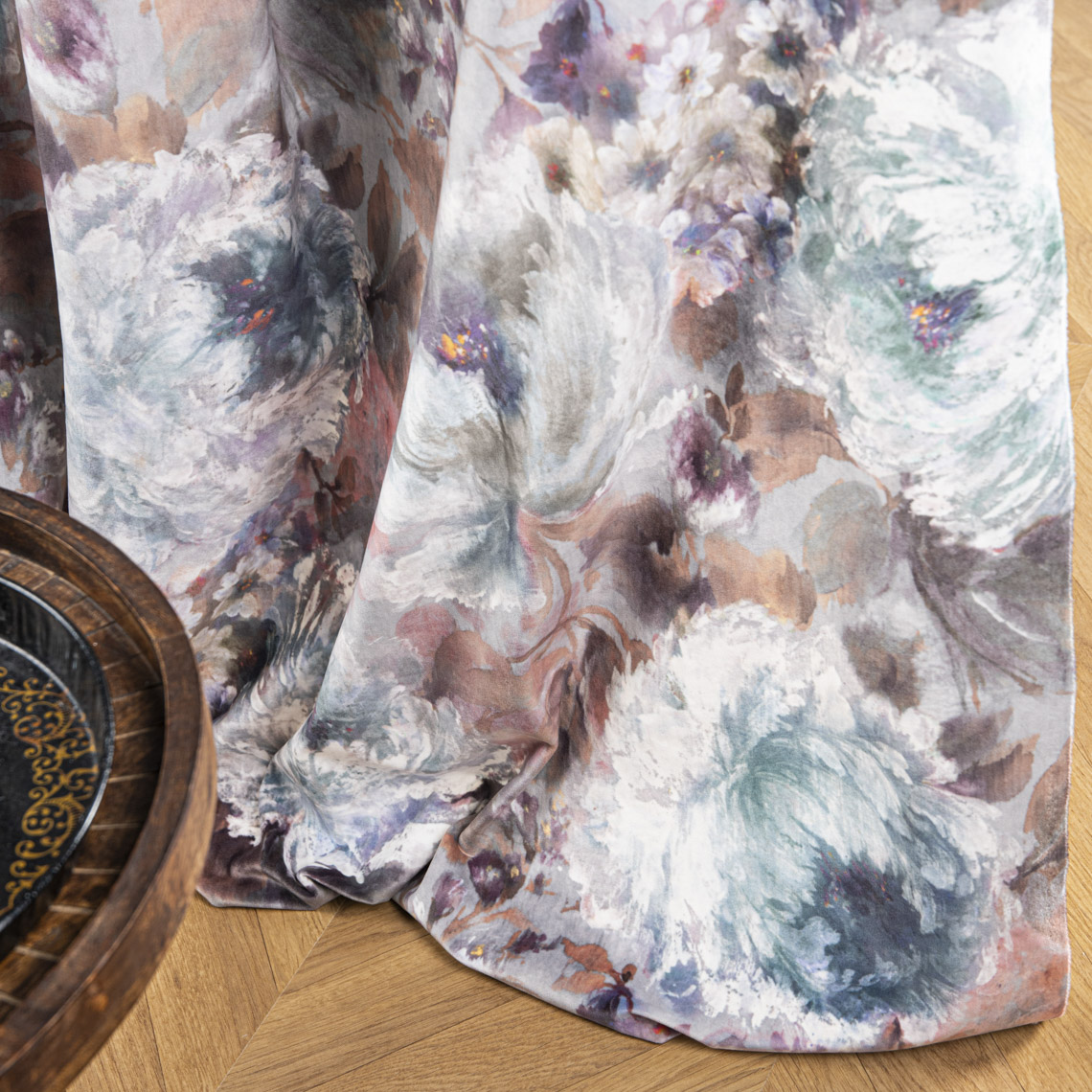 Rideau sur-mesure à partir du tissu KERRIA , , floral/végétal, violet