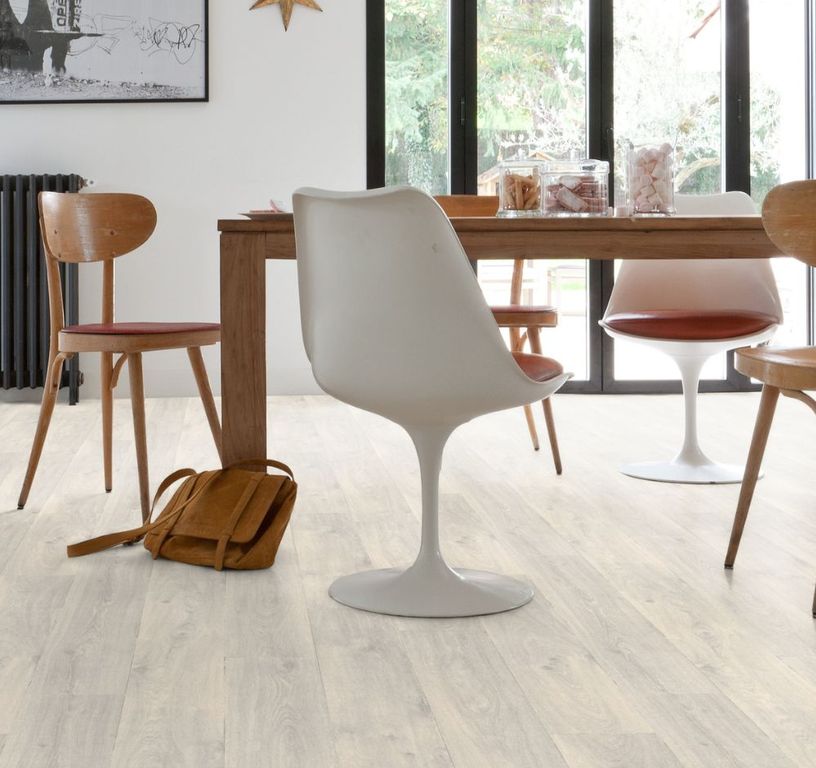 Sol vinyle rouleau TEXLINE 3M Gerflor, Bois cérusé blanc, rouleau 3.00 m
