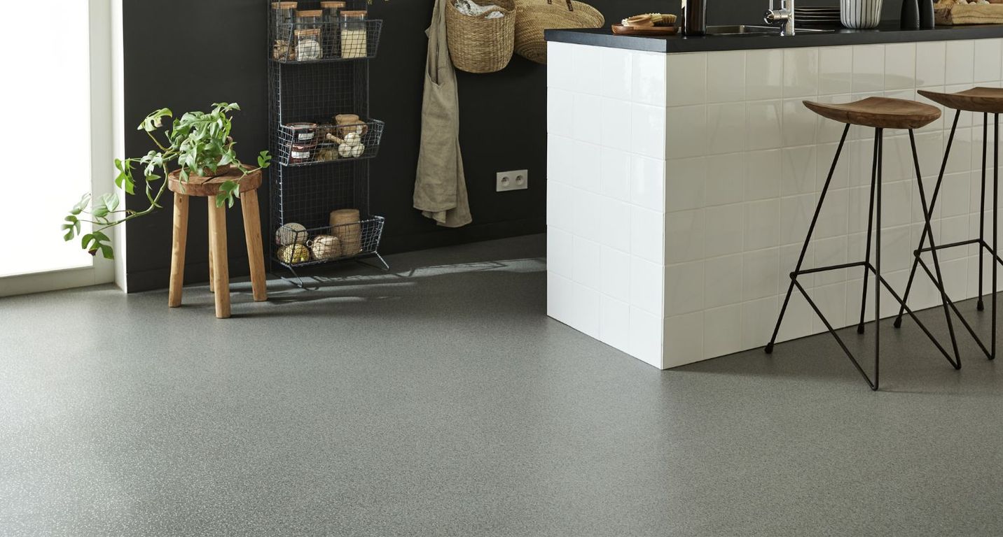 Sol vinyle rouleau PROJECT Tarkett, Motif moucheté gris, rouleau 4.00 m