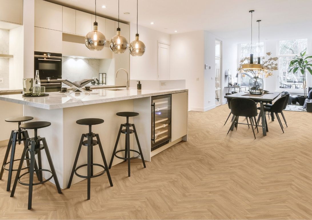 Sol vinyle rouleau BLACKTEX , Bois bâton rompu chêne, rouleau 4.00 m