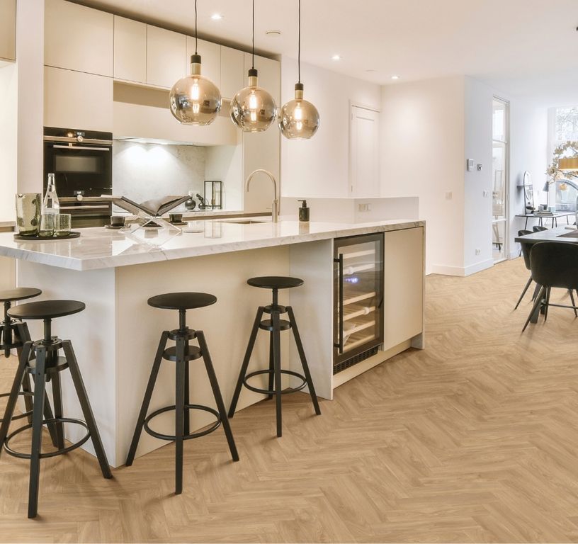 Sol vinyle rouleau BLACKTEX , Bois bâton rompu chêne, rouleau 4.00 m