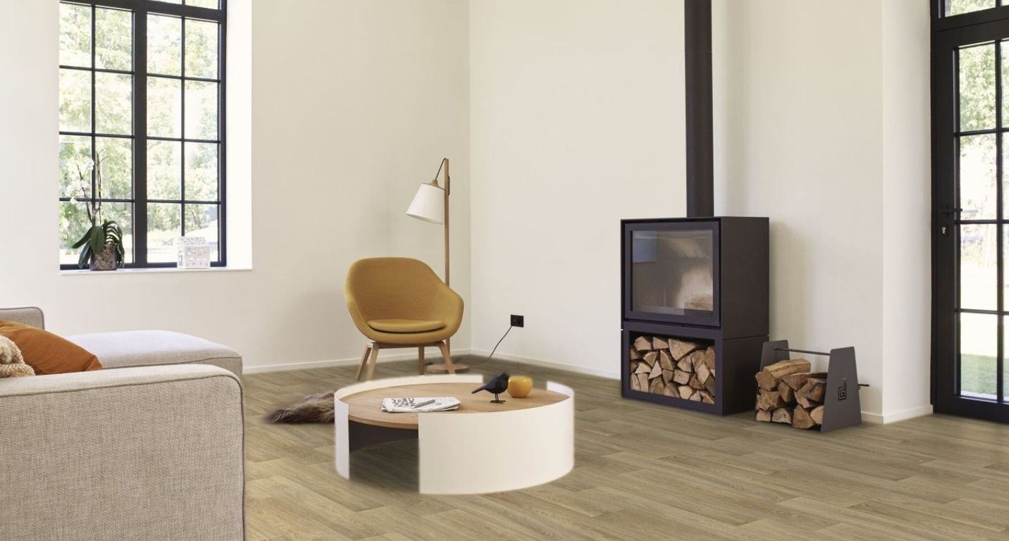 Sol vinyle rouleau SMARTEX , Bois cérusé blanc, rouleau 4.00 m