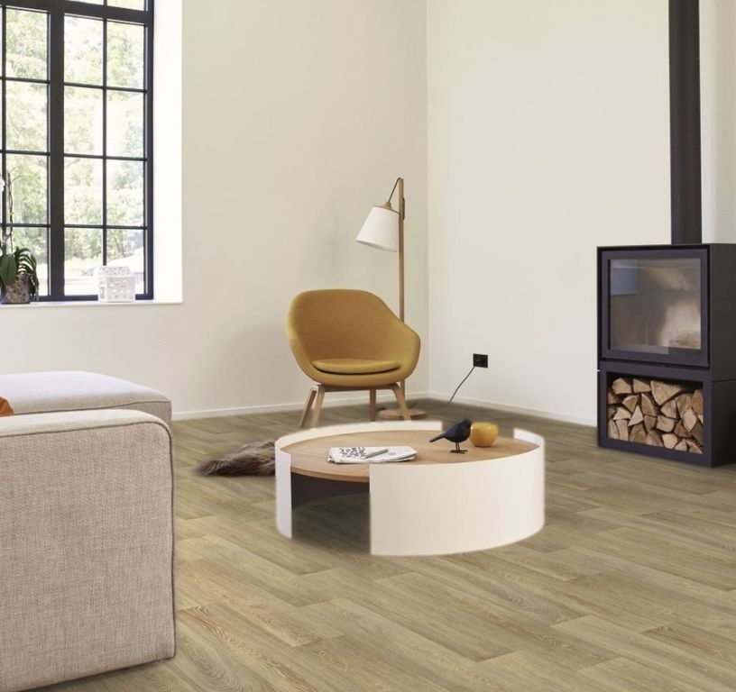 Sol vinyle rouleau SMARTEX , Bois cérusé blanc, rouleau 4.00 m