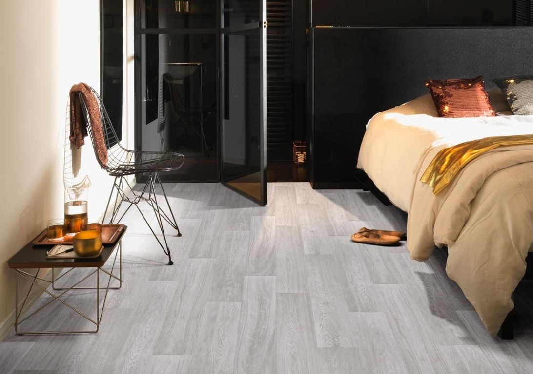 Sol vinyle rouleau TEXAS , Bois gris blanchi, rouleau 4.00 m