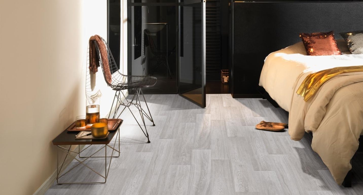 Sol vinyle rouleau TEXAS , Bois gris blanchi, rouleau 4.00 m