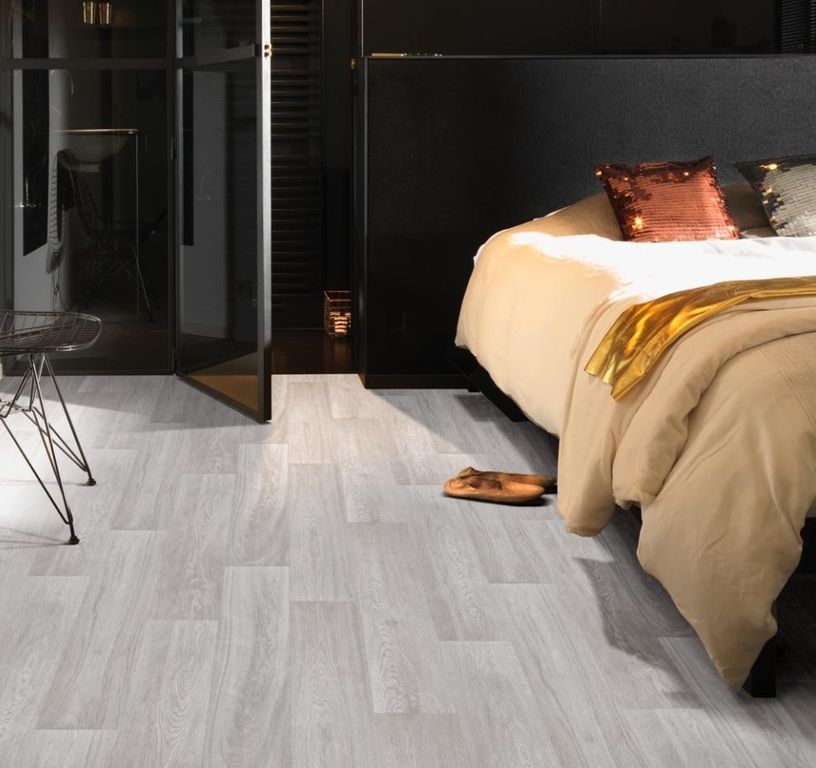 Sol vinyle rouleau TEXAS , Bois gris blanchi, rouleau 4.00 m