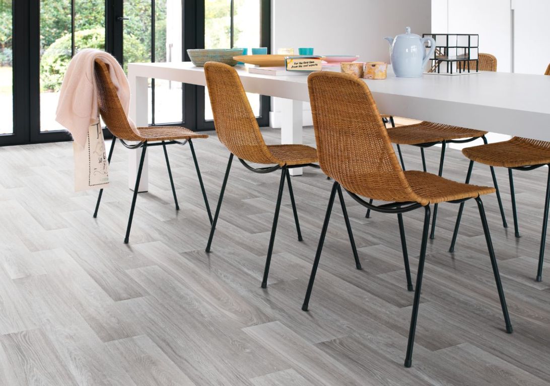 Sol vinyle rouleau TEXAS , Bois gris, rouleau 4.00 m