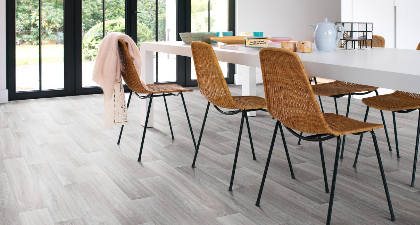 Sol vinyle rouleau TEXAS , Bois gris, rouleau 4.00 m