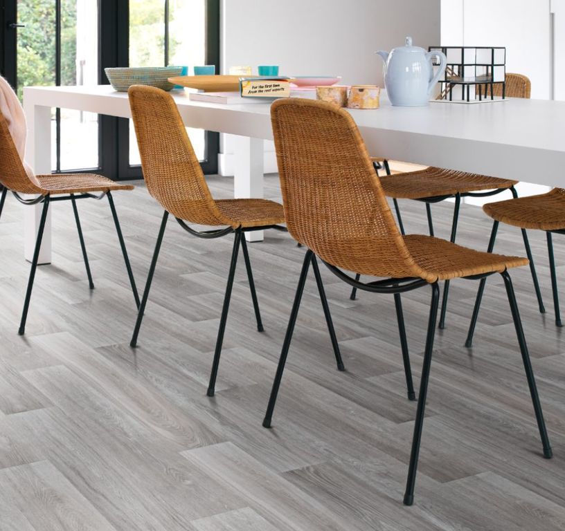 Sol vinyle rouleau TEXAS , Bois gris, rouleau 4.00 m