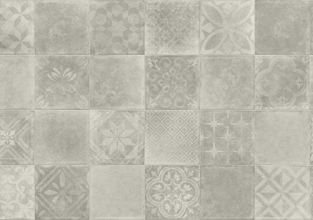 Sol vinyle rouleau MOONLIGHT , Carreaux ciment gris, rouleau 4.00 m