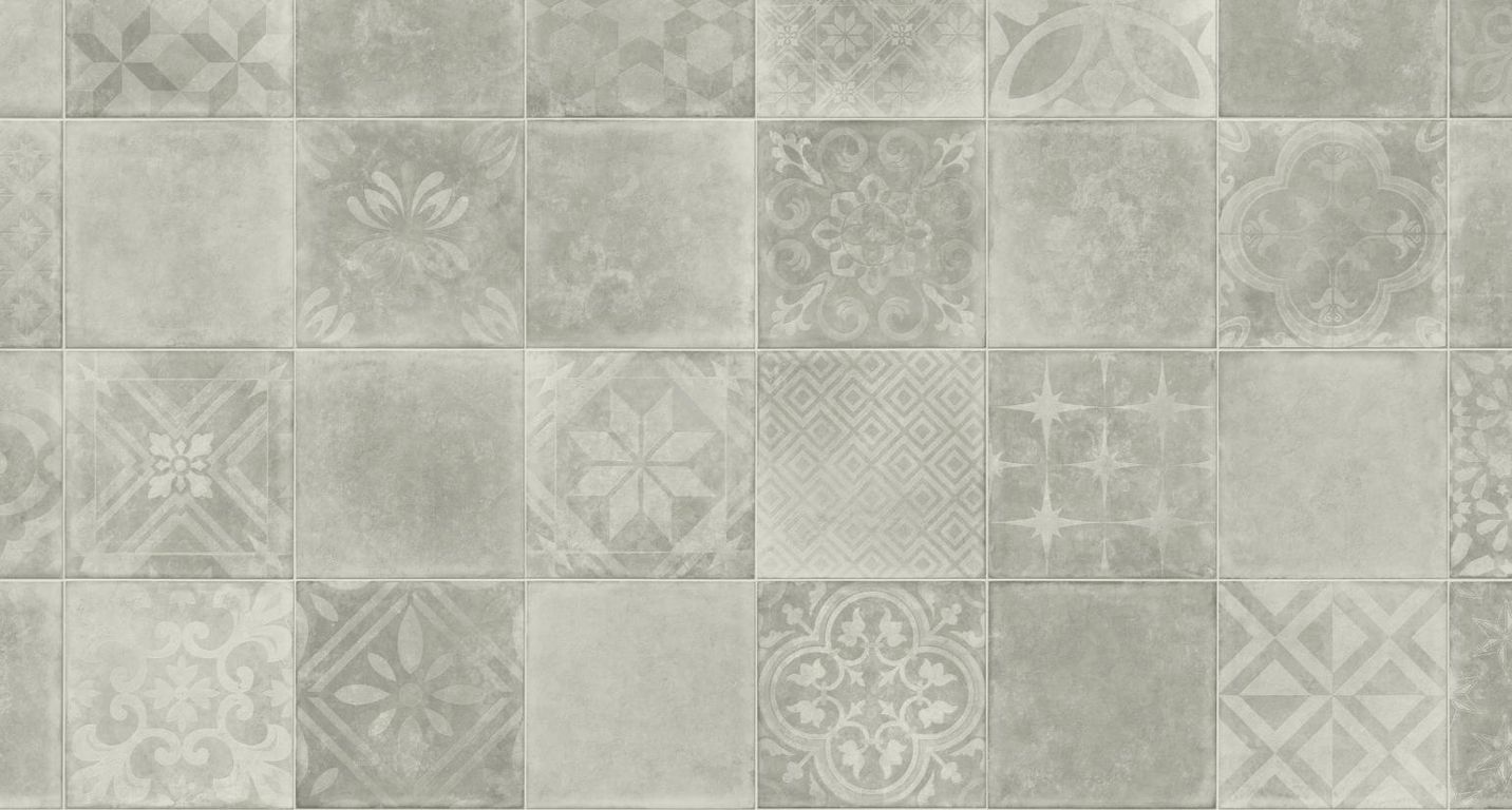 Sol vinyle rouleau MOONLIGHT , Carreaux ciment gris, rouleau 4.00 m