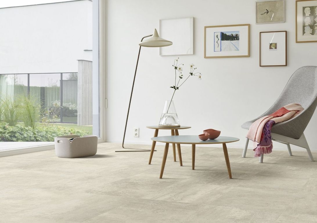 Sol vinyle rouleau MOONLIGHT , Carrelage gris clair, rouleau 4.00 m