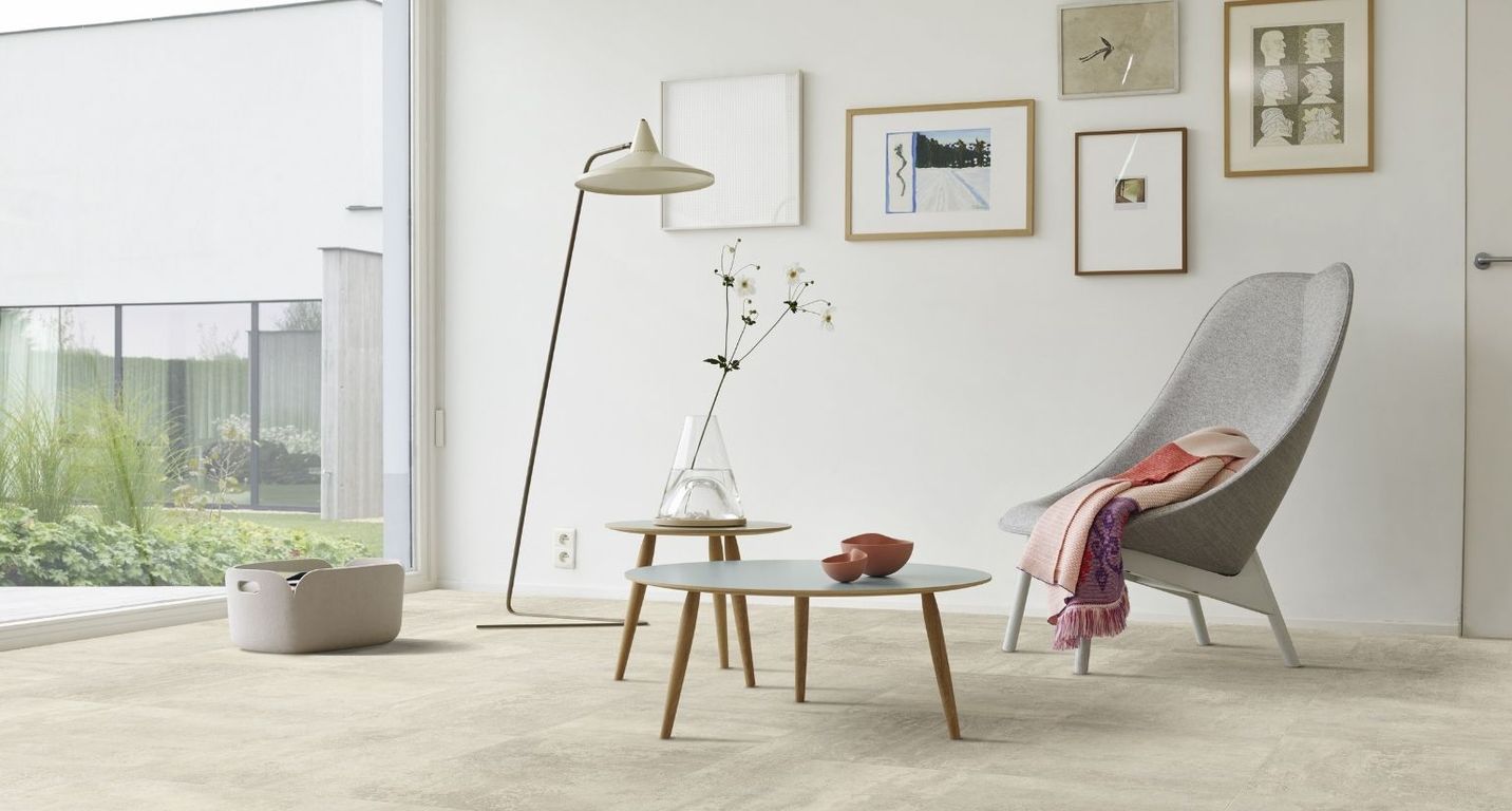 Sol vinyle rouleau MOONLIGHT , Carrelage gris clair, rouleau 4.00 m