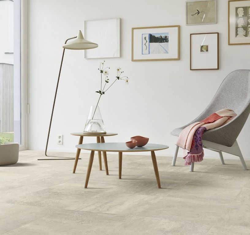 Sol vinyle rouleau MOONLIGHT , Carrelage gris clair, rouleau 4.00 m