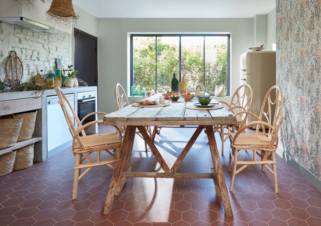 Sol vinyle rouleau MOONLIGHT , Carrelage rouge, rouleau 4.00 m