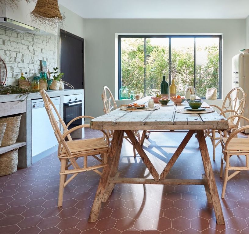 Sol vinyle rouleau MOONLIGHT , Carrelage rouge, rouleau 4.00 m