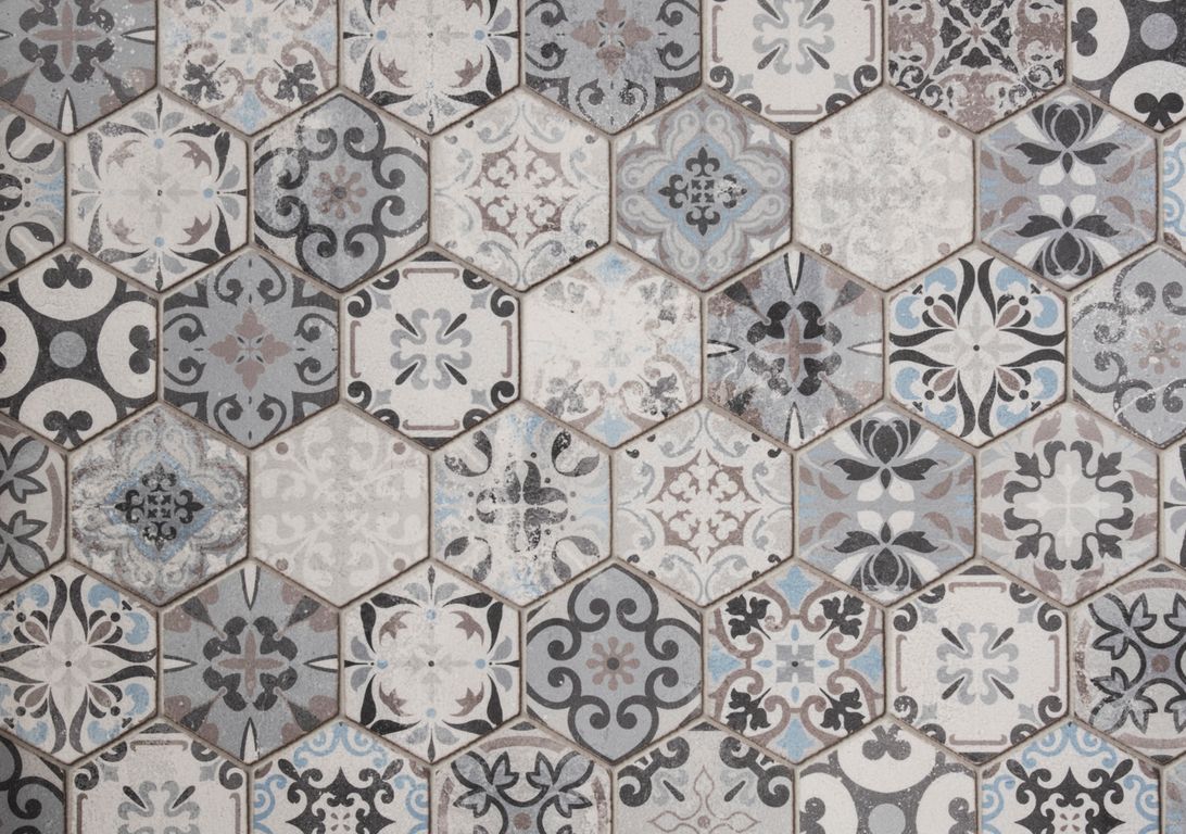 Sol vinyle rouleau MOONLIGHT , Carreaux ciment gris clair bleu, rouleau 4.00 m